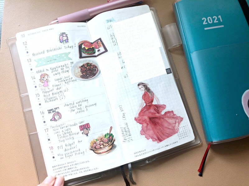 Calendar and Daily page from my Hobonichi